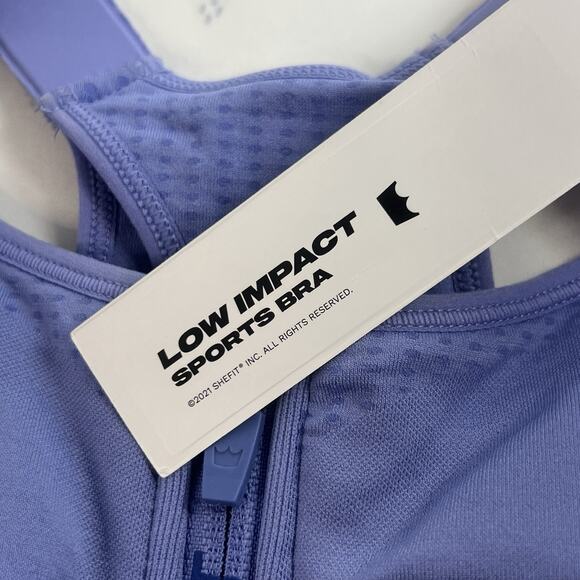 NWT SHEFIT Low Impact Sports Bra PERIWINKLE Size SMALL Adjustable Straps pads - Picture 5 of 9